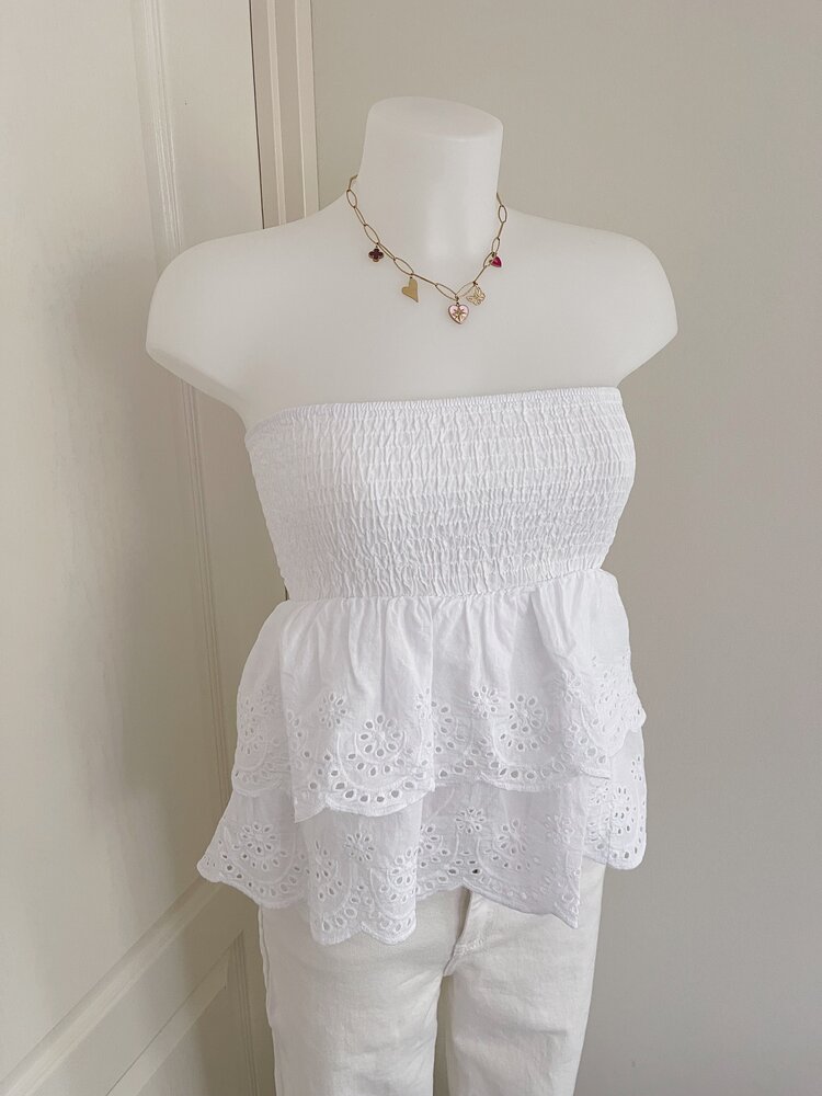 Daina Smock Tube Top / White