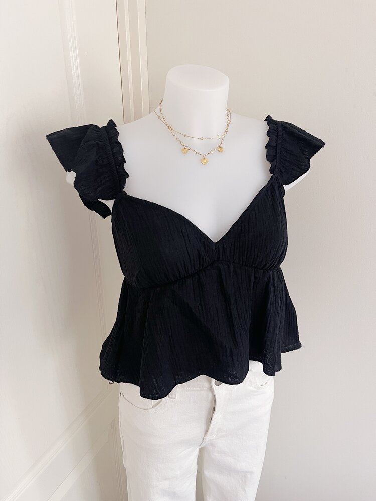 Yumi Sweetheart Top / Black