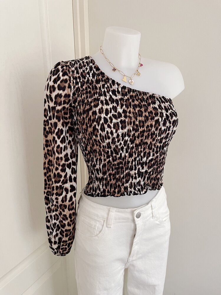 Asami One Shoulder Top / Leopard