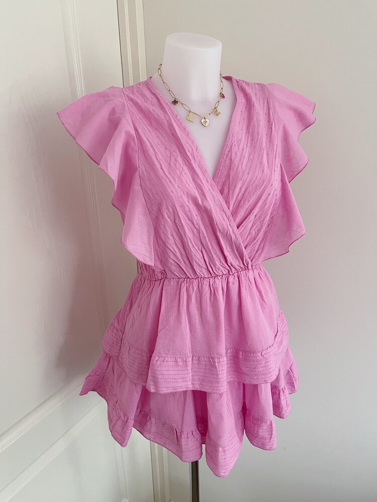 Natalia Embroidered Ruffle Dress / Pink