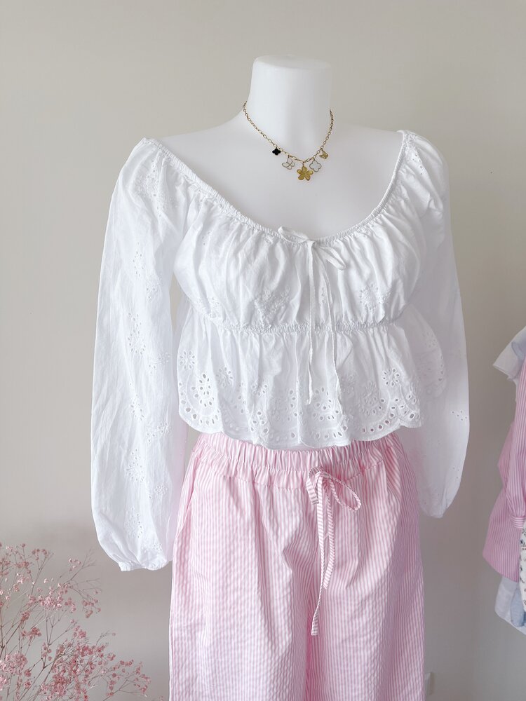 Nomi Embroidered Blouse / White