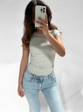 Maelys Basic Short Sleeve Top / Light Grey