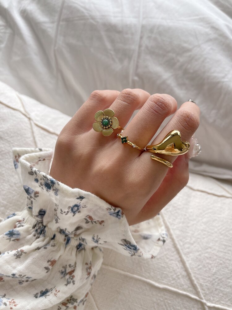 Gold Solid Heart Wrap Ring
