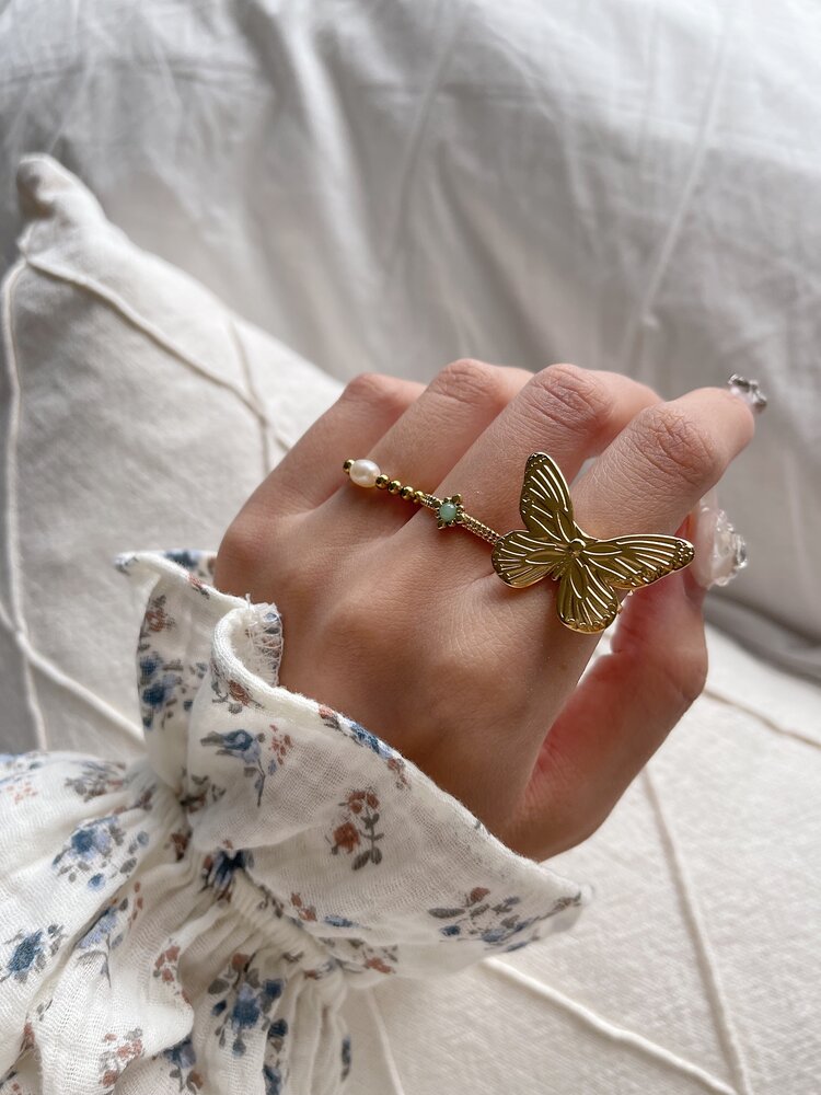 Gold Bold Butterfly Ring