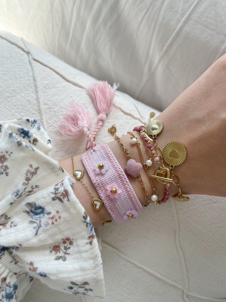 Gold Triple Heart Coins Bracelet