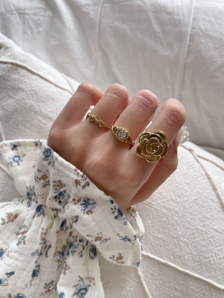 Gold Triple Heart Ring