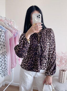 Misha Leopard Bow Blouse