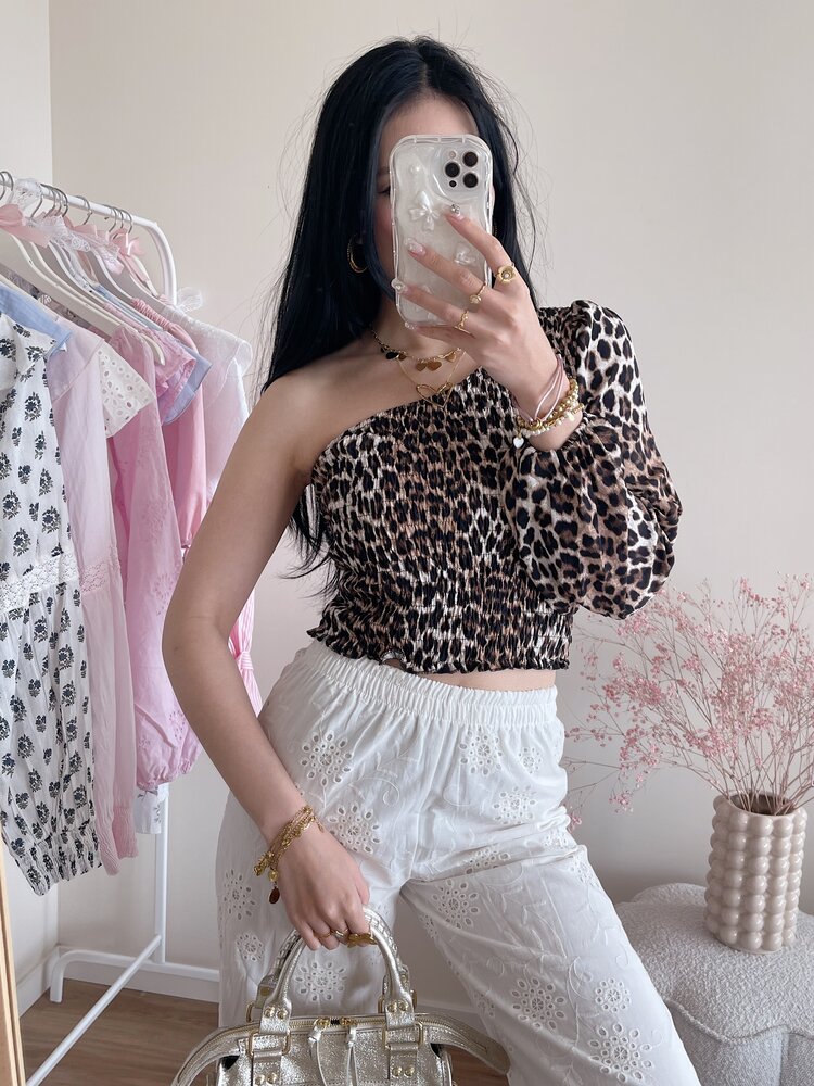 Asami One Shoulder Top / Leopard