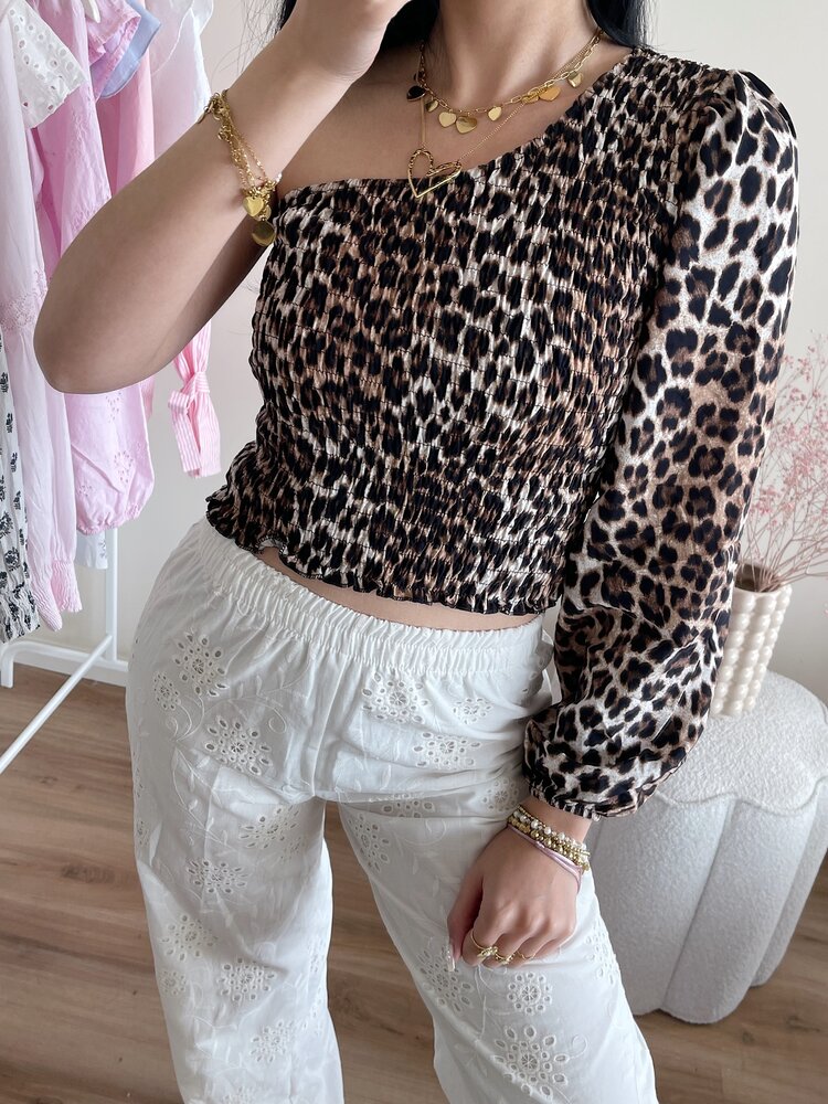 Asami One Shoulder Top / Leopard
