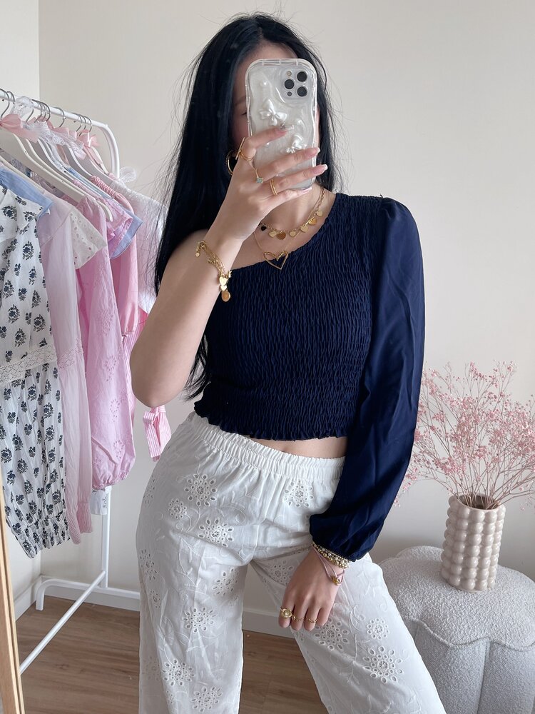 Asami One Shoulder Top / Navy Blue