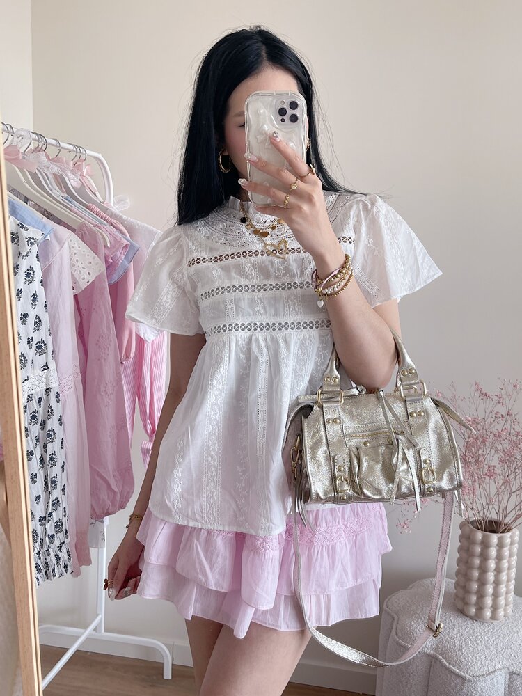 Myra Embroidered Top /  White