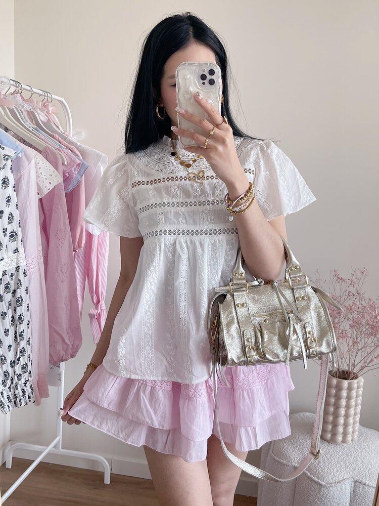 Myra Embroidered Top /  White