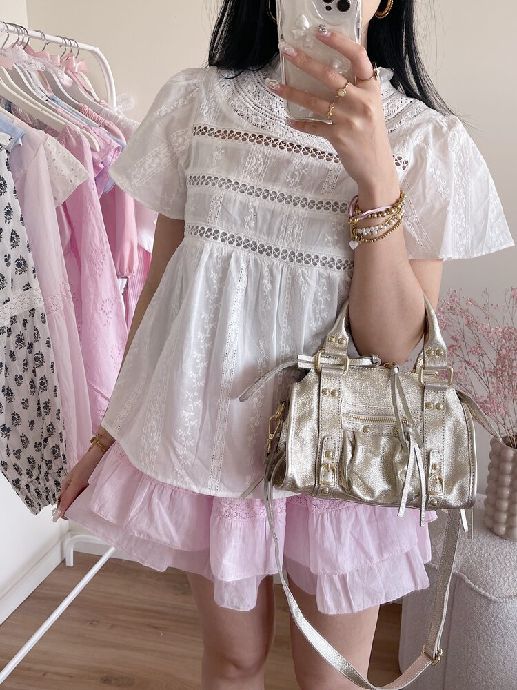 Myra Embroidered Top /  White