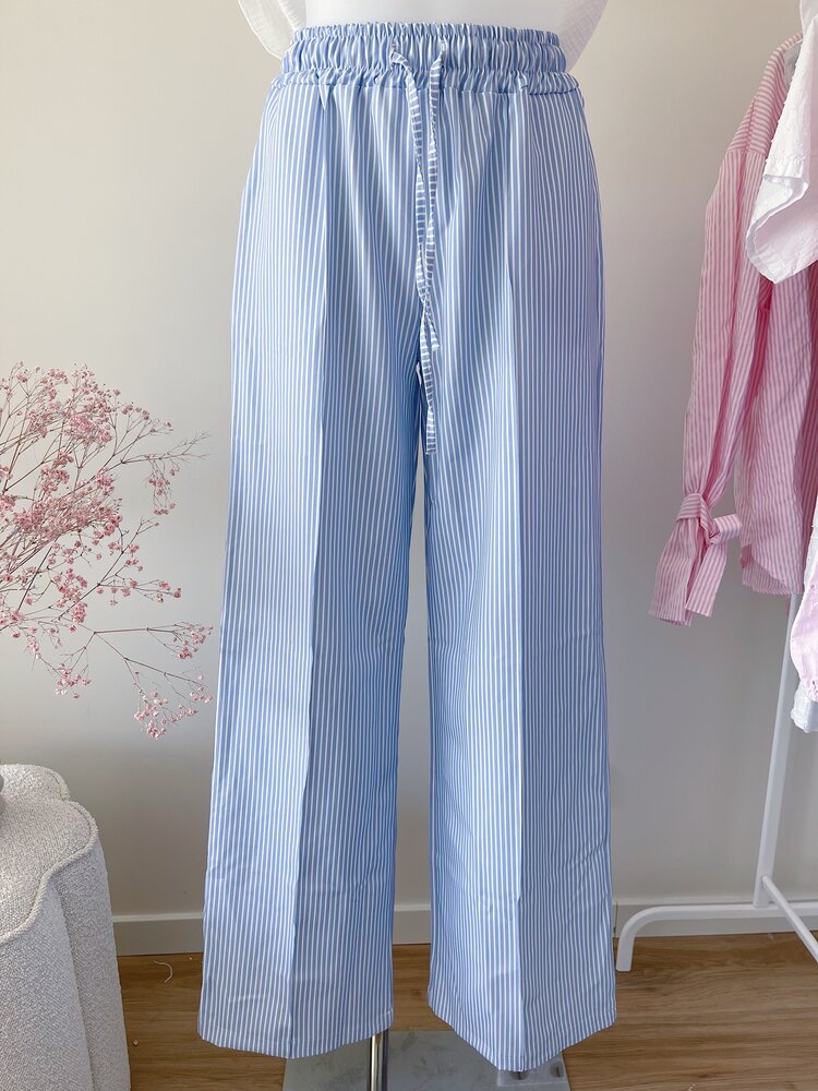 Sally Striped Flowy Trousers / Blue