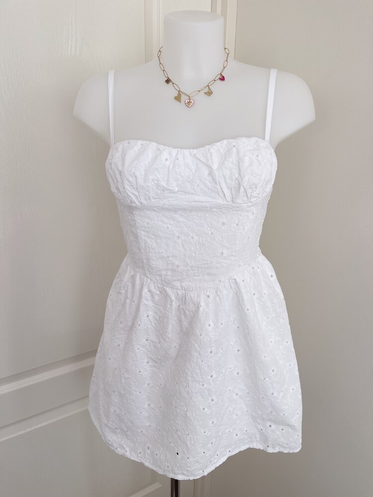 Amora Embroidered Corset Dress / White