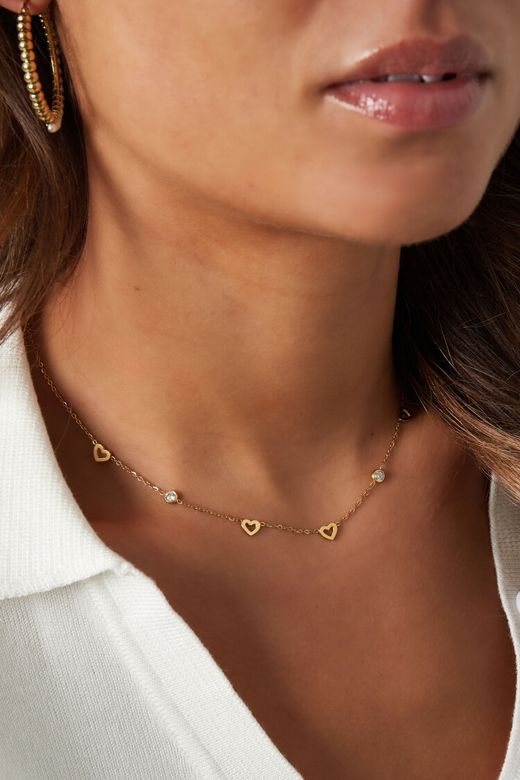 Gold Tiny Heart Diamond Necklace