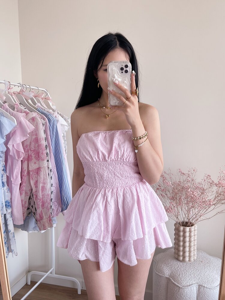 Emi Dots Playsuit / Baby Pink