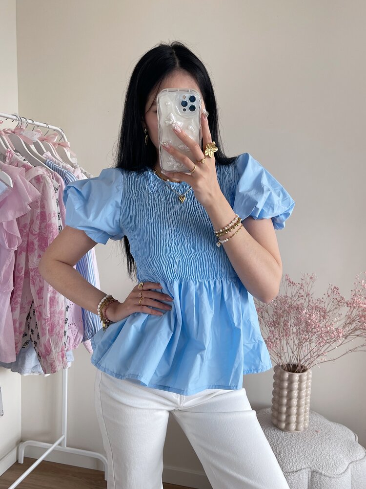 Sabrina Smock Top / Blue