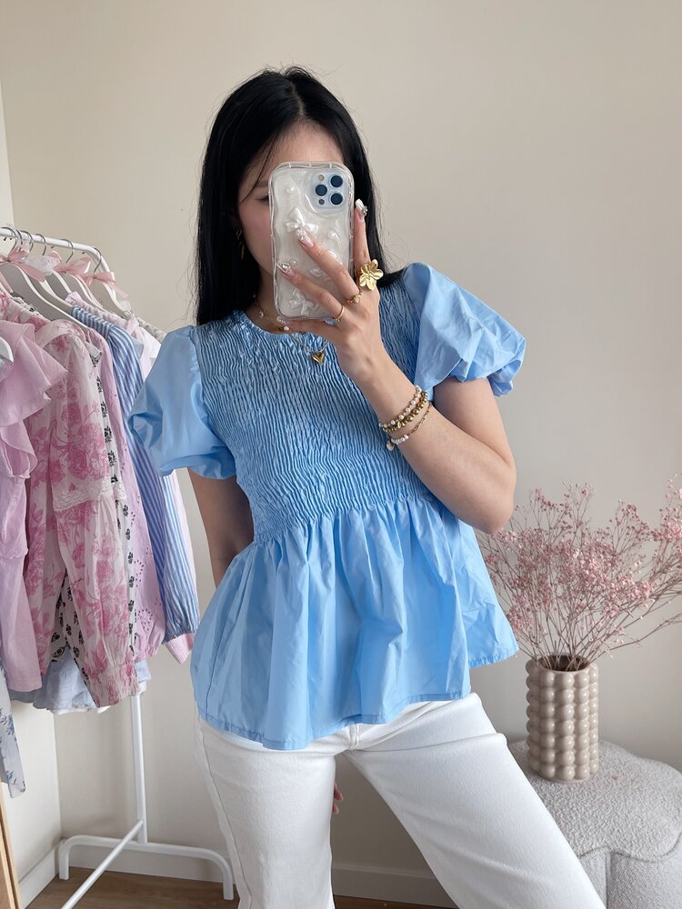 Sabrina Smock Top / Blue
