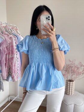 Sabrina Smock Top / Blue