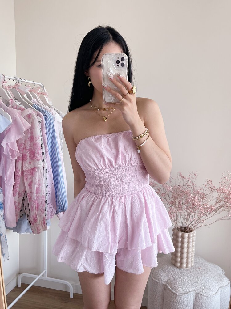Emi Dots Playsuit / Baby Pink