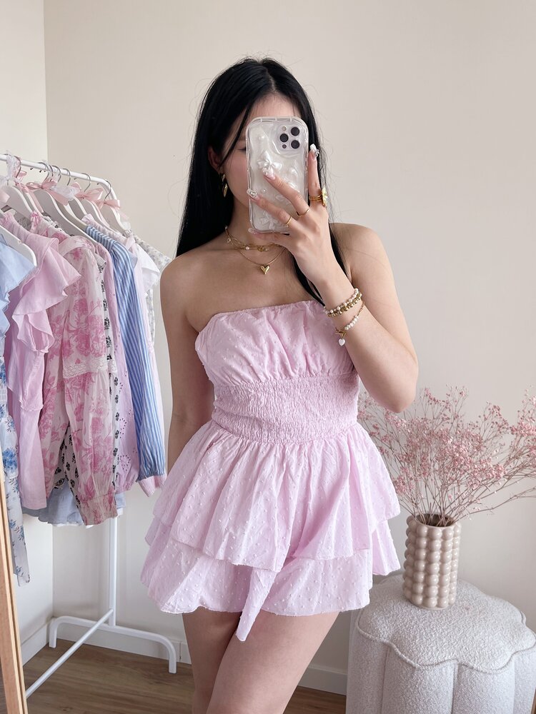 Emi Dots Playsuit / Baby Pink