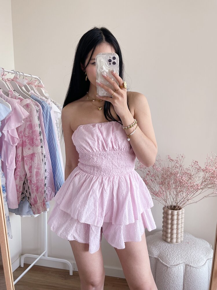 Emi Dots Playsuit / Baby Pink