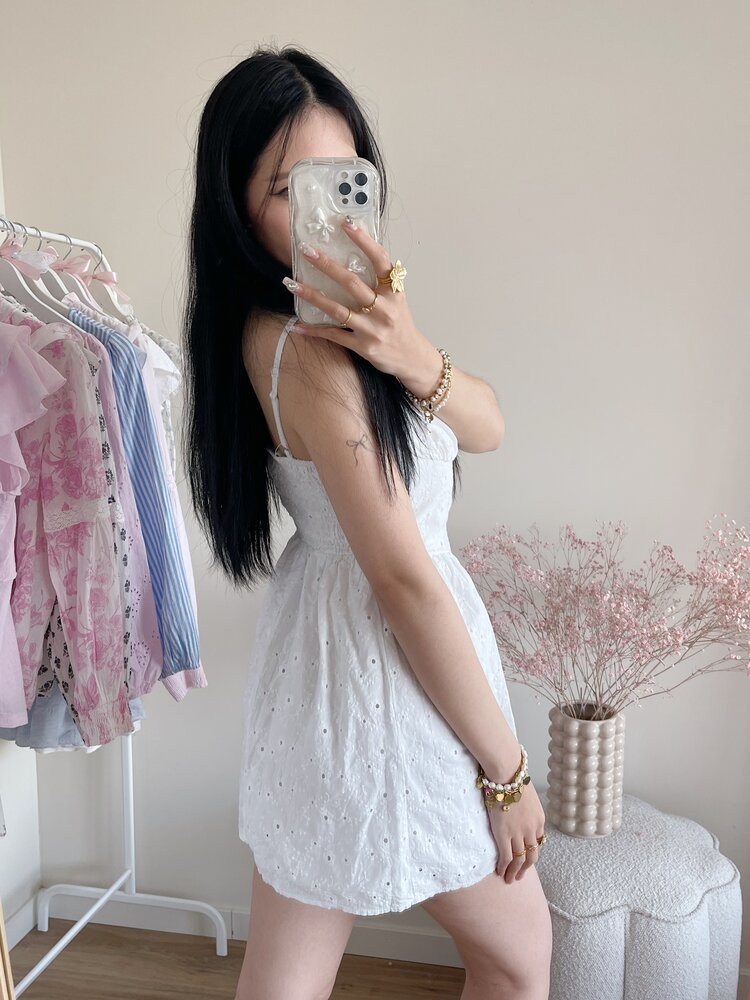 Amora Embroidered Corset Dress / White