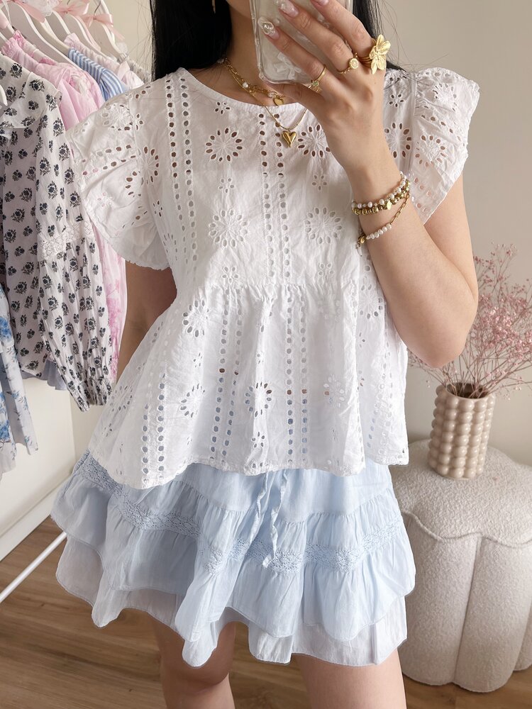 Aimee Embroidered Top / White