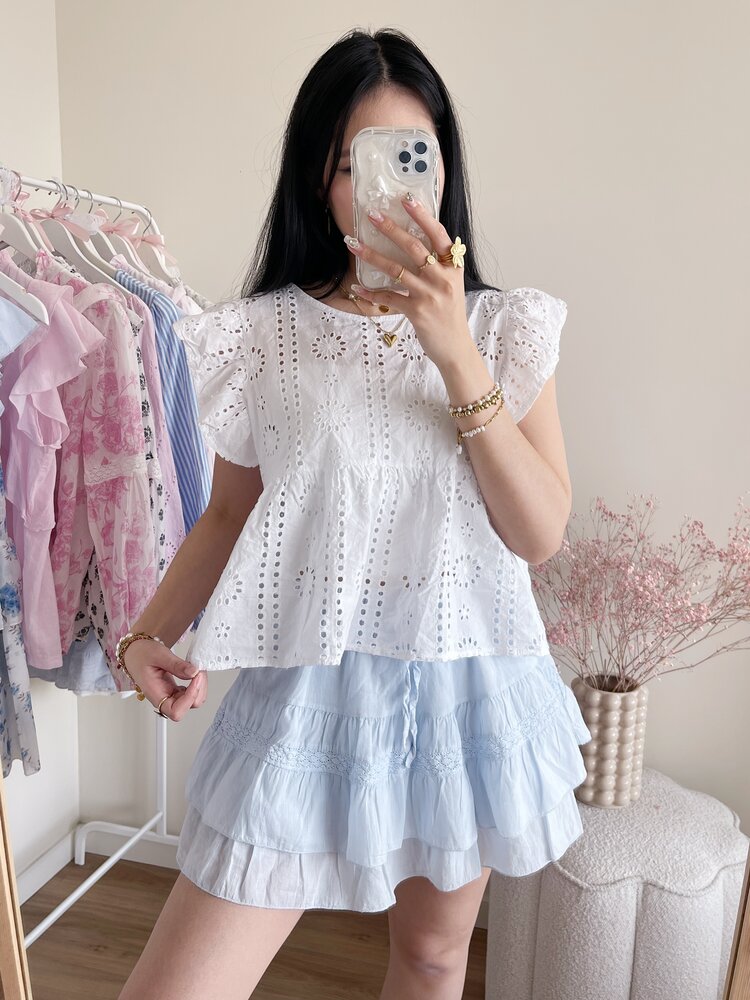 Aimee Embroidered Top / White