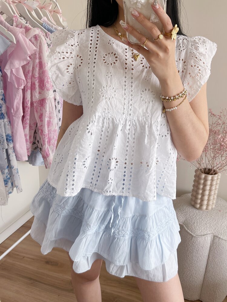 Aimee Embroidered Top / White