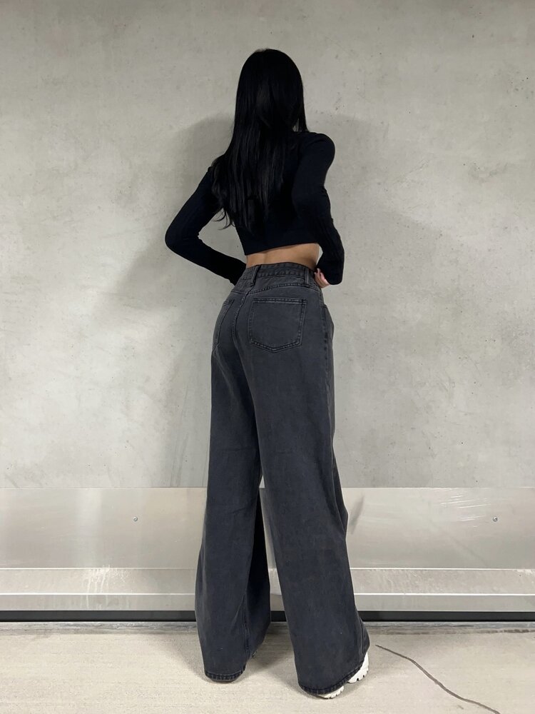 Clarice Wide Leg Jeans / Dark Grey