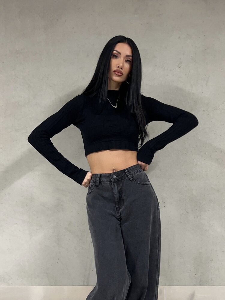 Clarice Wide Leg Jeans / Dark Grey