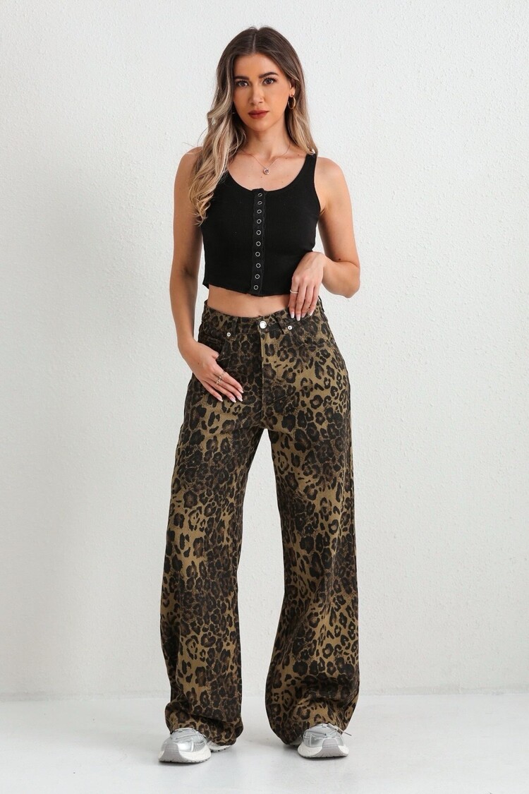 Himari Leopard Wide Leg Jeans