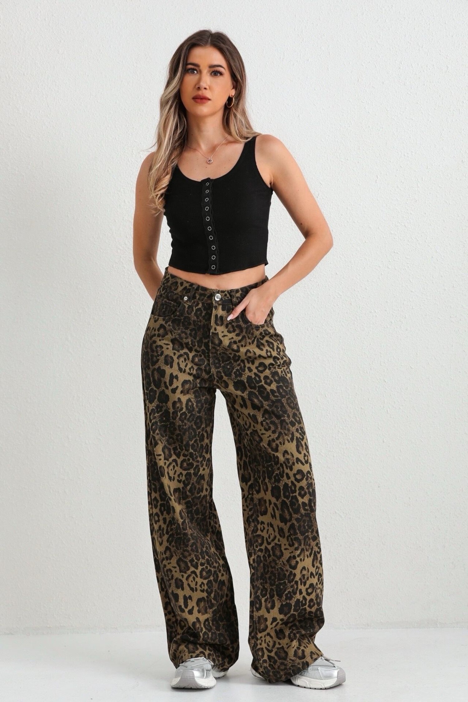 Himari Leopard Wide Leg Jeans - Hello My Love