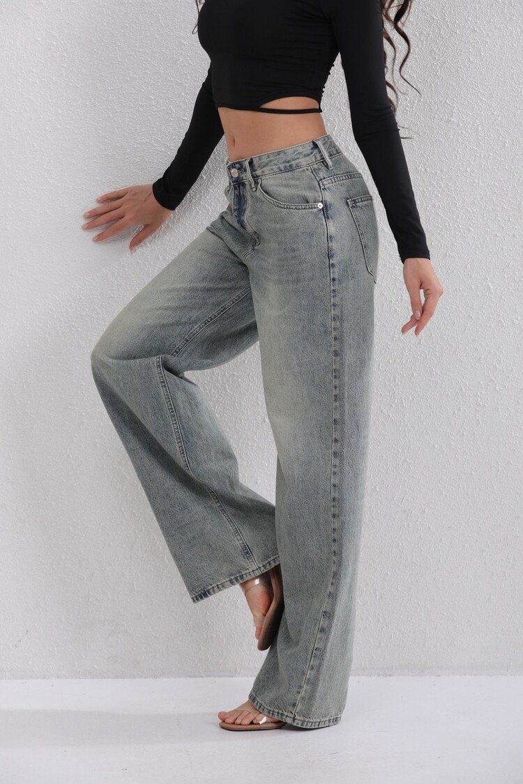 Aina Wide Leg Jeans / Washed Blue