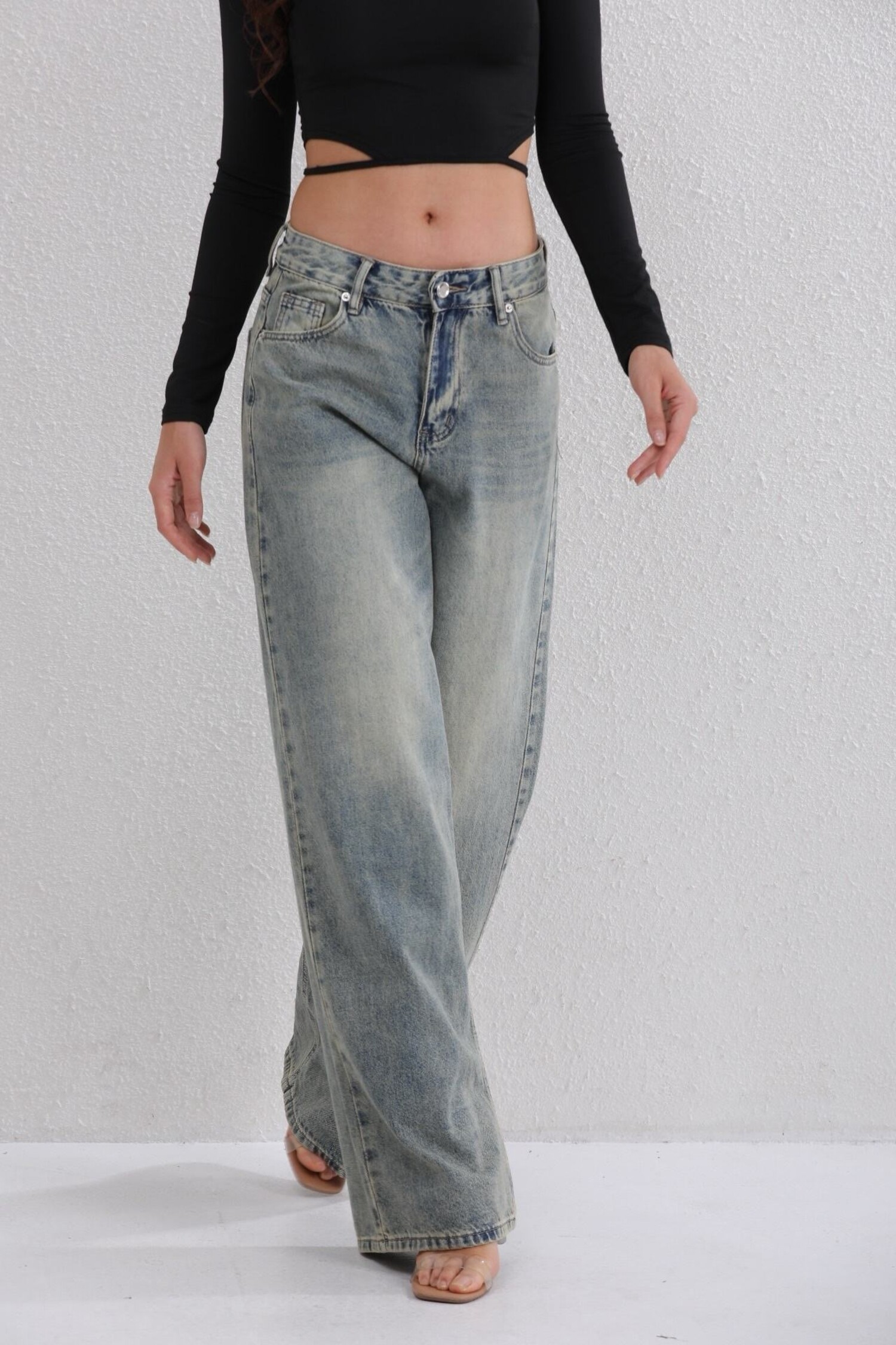 Aina Wide Leg Jeans / Washed Blue - Hello My Love
