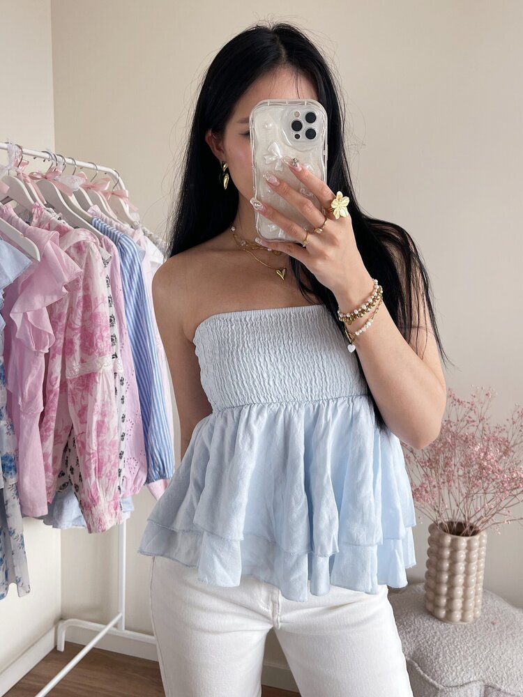 Raya Flowy Tube Top / White