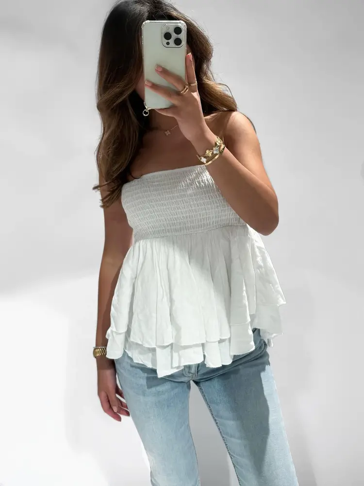 Raya Flowy Tube Top / White