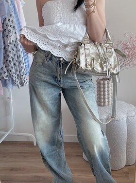 Aina Wide Leg Jeans / Washed Blue