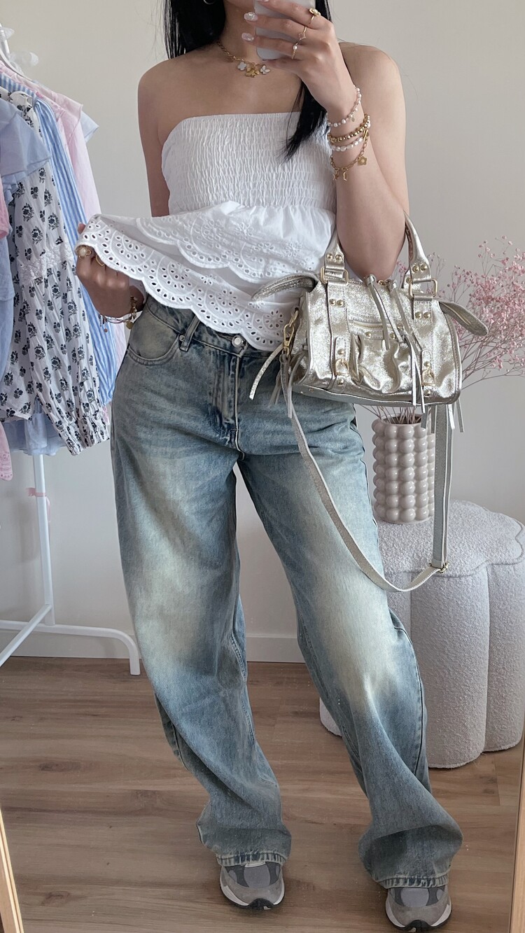 Aina Wide Leg Jeans / Washed Blue