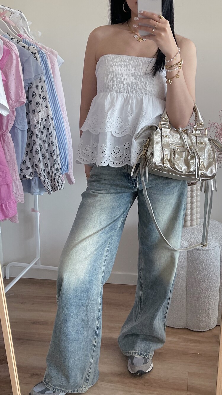 Aina Wide Leg Jeans / Washed Blue