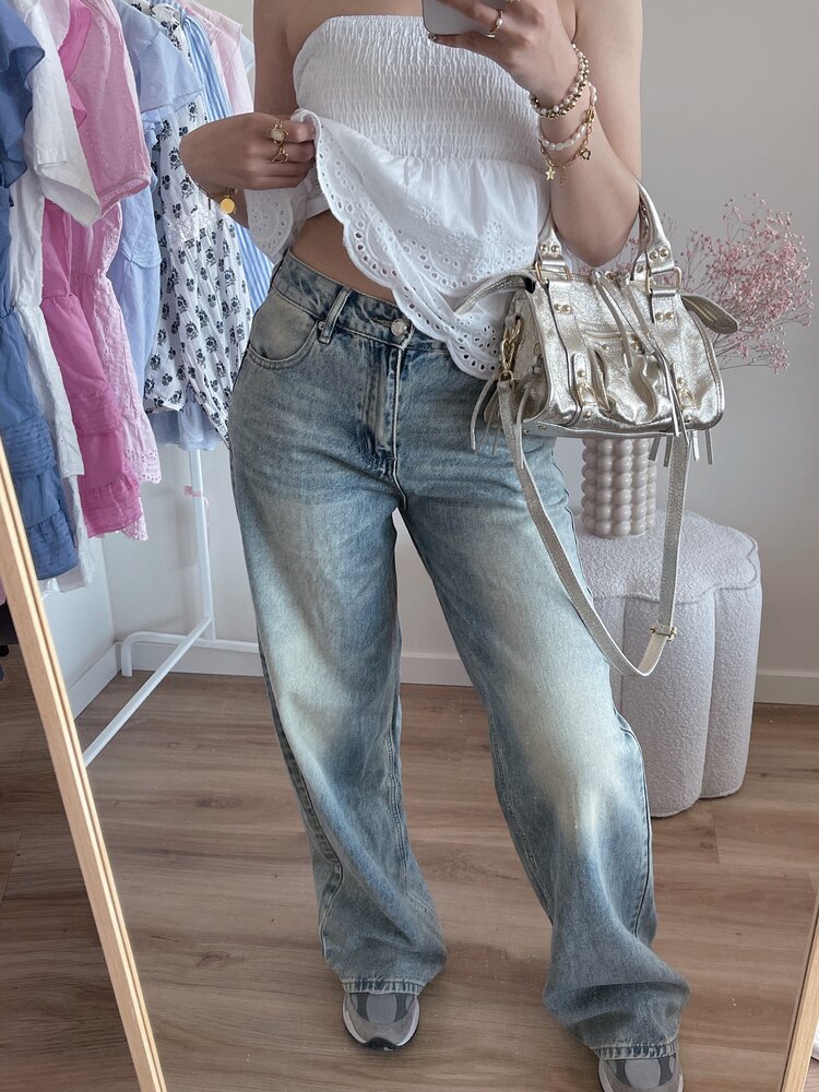 Aina Wide Leg Jeans / Washed Blue