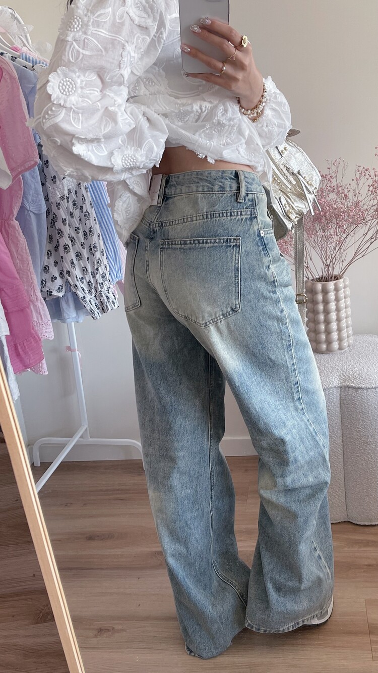 Aina Wide Leg Jeans / Washed Blue