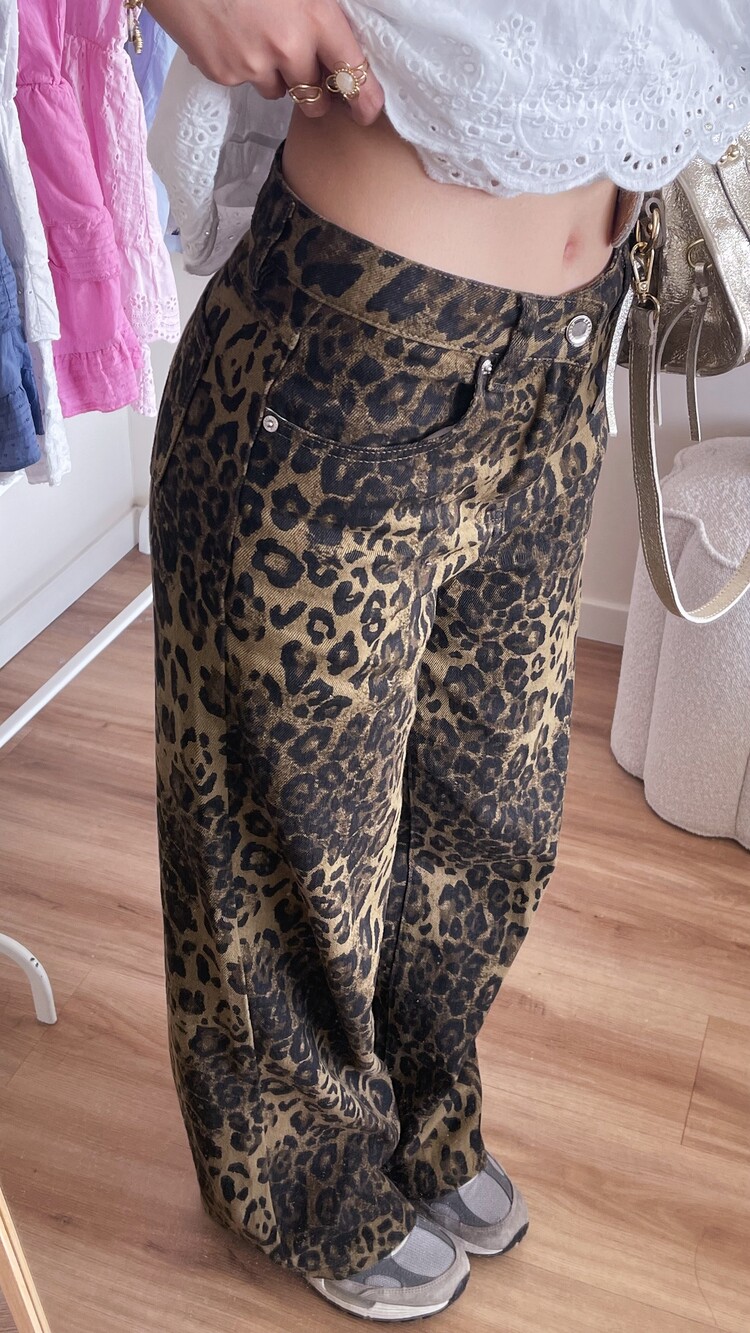 Himari Leopard Wide Leg Jeans