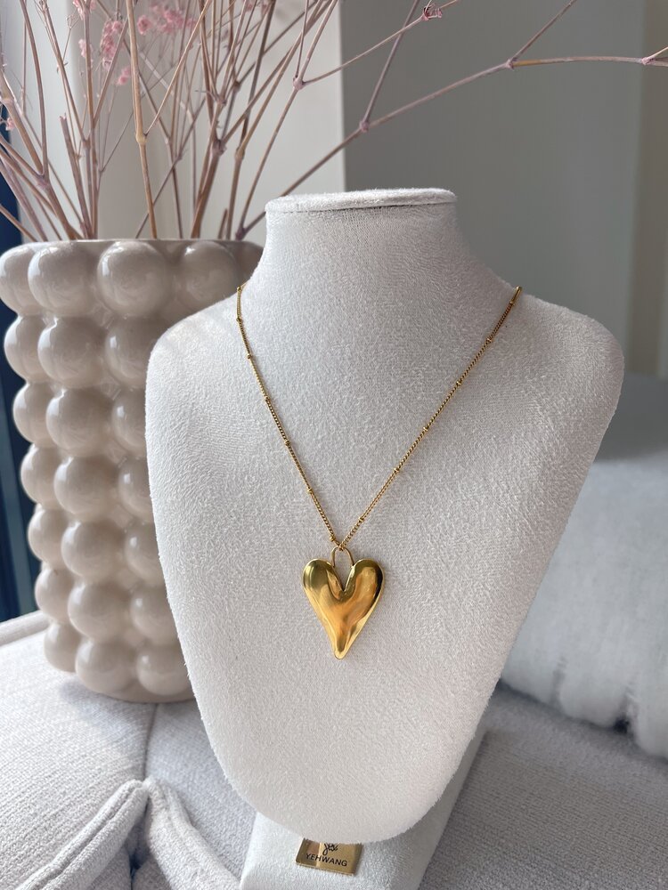 Gold Loving Heart Charm Necklace