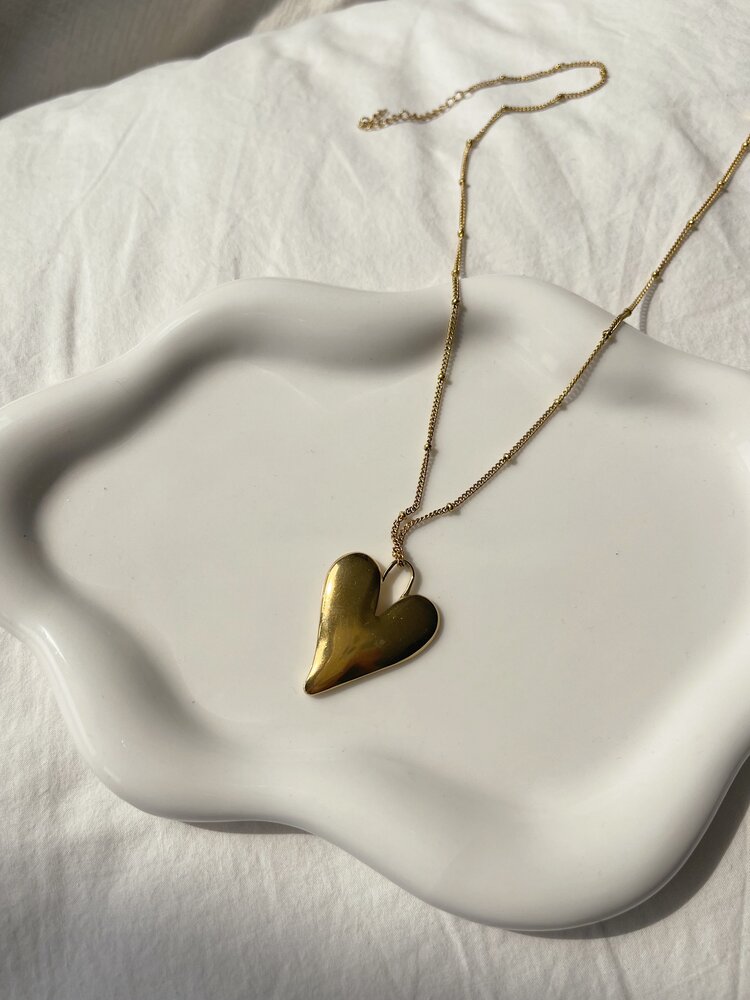 Gold Loving Heart Charm Necklace