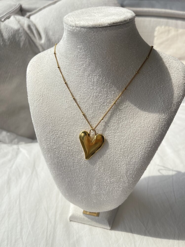 Gold Loving Heart Charm Necklace