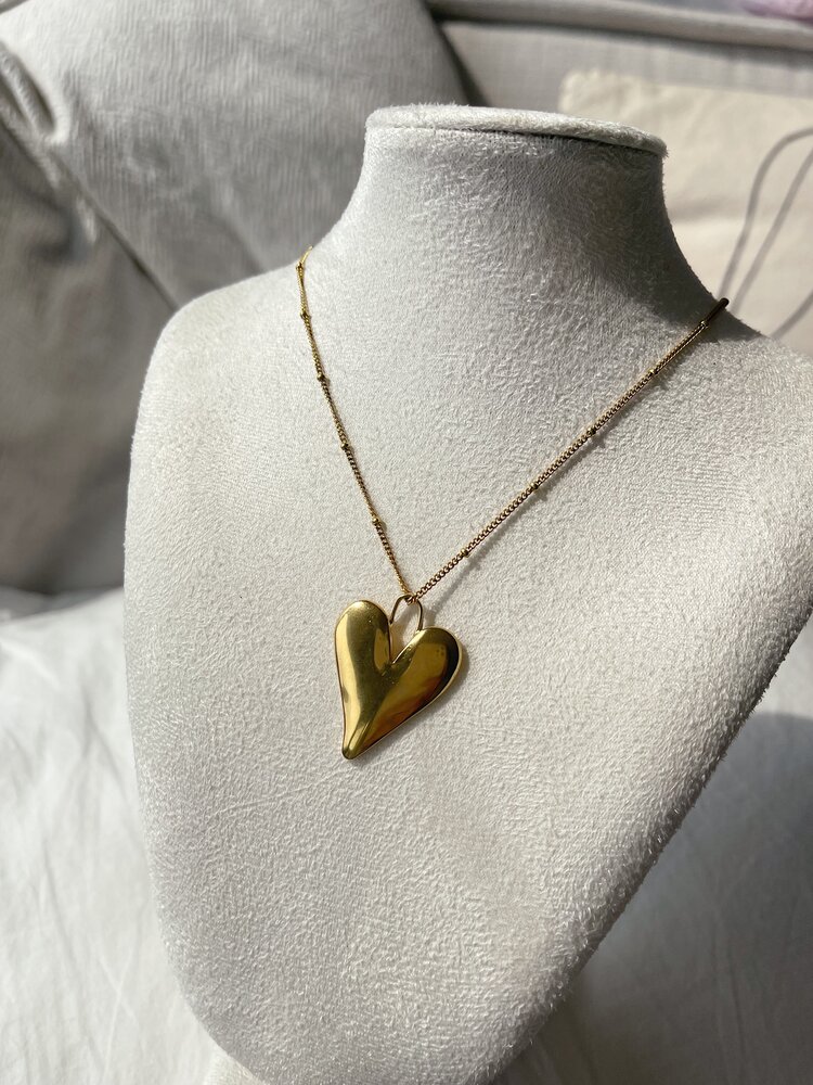 Gold Loving Heart Charm Necklace