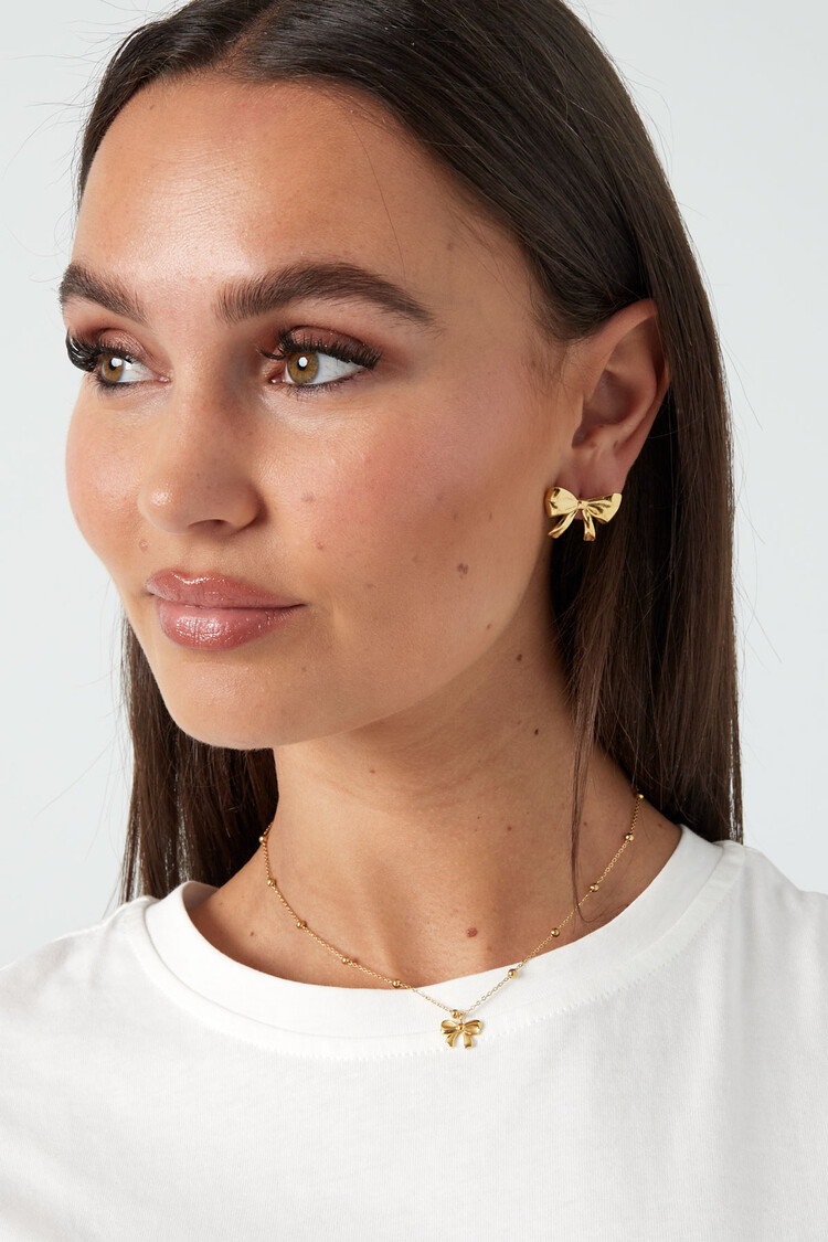 Gold Tiny Bow Ball Chain Necklace